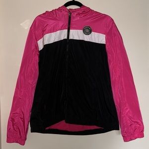 Madden Girl Fleece Lined Jacket Hot Pink, Black, and White Size XL